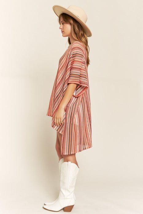 COLORFUL VERTICAL STRIPE PONCHO