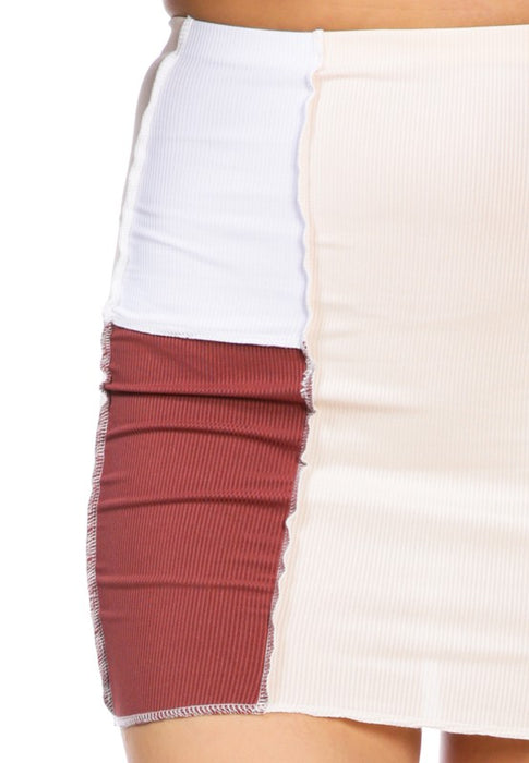 Color Block Casual Tube Skirt