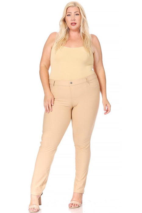 Plus size, stretchy, pull up, full length jeggings