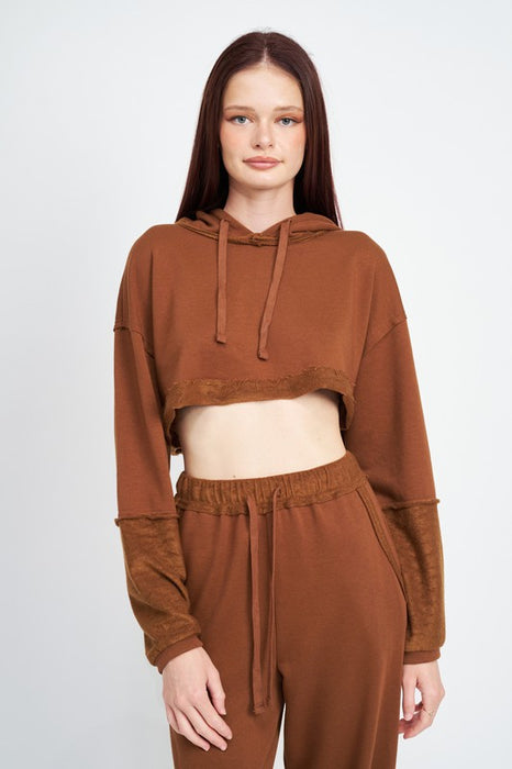 CROPPED HOODIE WITH DRAWSTRINGS