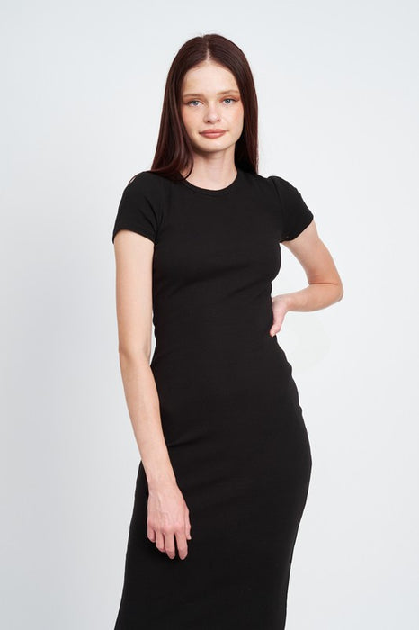 BODYCON SHORT SLEEVE MIDI DRESS