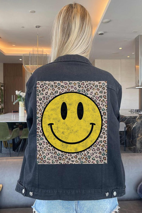 HAPPY LEOPARD DENIM JEAN JACKET