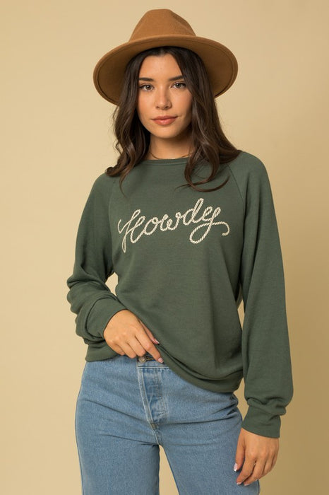 L/S Howdy Graphic Print Top