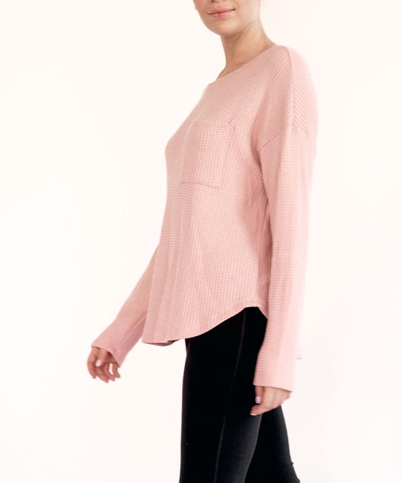 BAMBOO WAFFLE LONG SLV OVERSIZE PULLOVER T