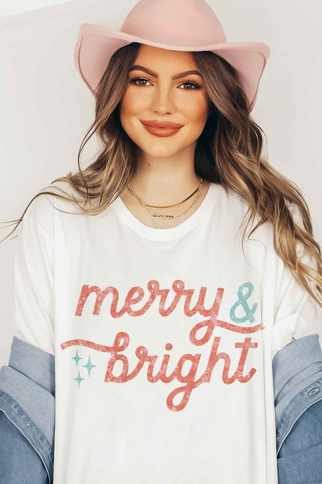 MERRY AND BRIGHT CHRISTMAS T-SHIRT PLUS SIZE