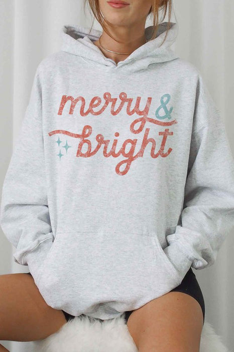 MERRY AND BRIGHT CHRISTMAS GRAPHIC HOODIE