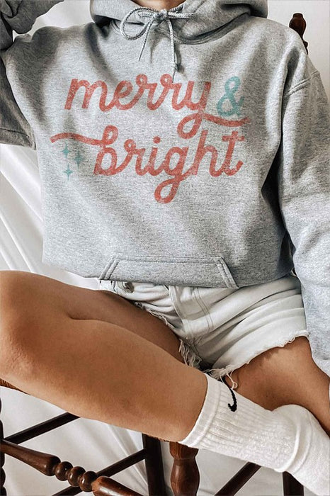 MERRY AND BRIGHT GRAPHIC HOODIE PLUS SIZE