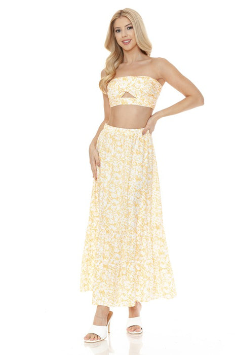 Women's Floral Skirt and TOP Set