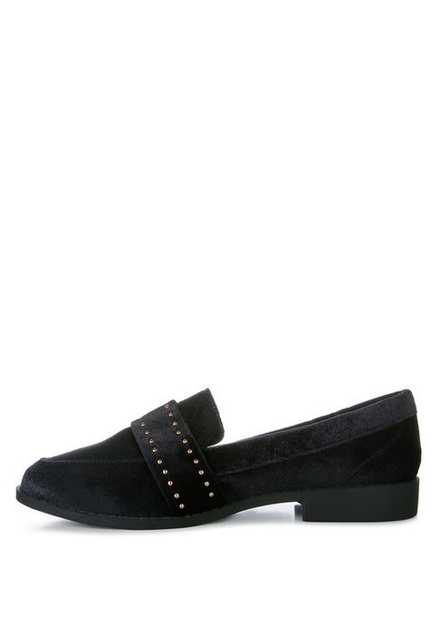 Walkin Stud Detail Velvet Loafers