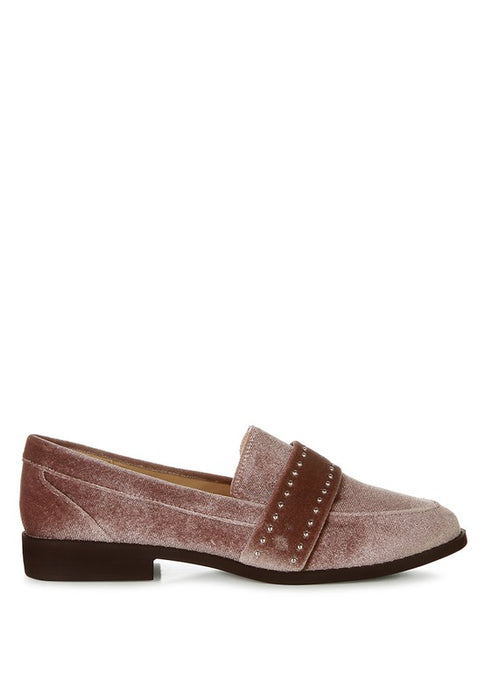 Walkin Stud Detail Velvet Loafers