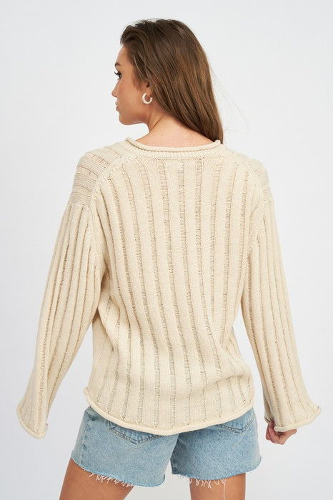 OVERSIZED RIB KNIT SWEATER