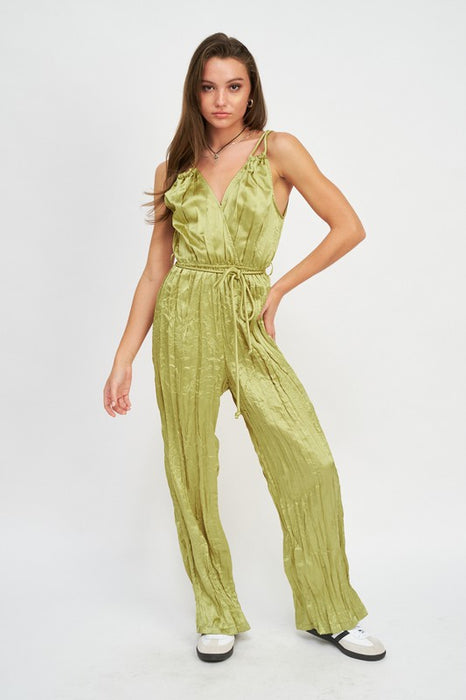 PLEARED WIDE LEG JUMPSUIT