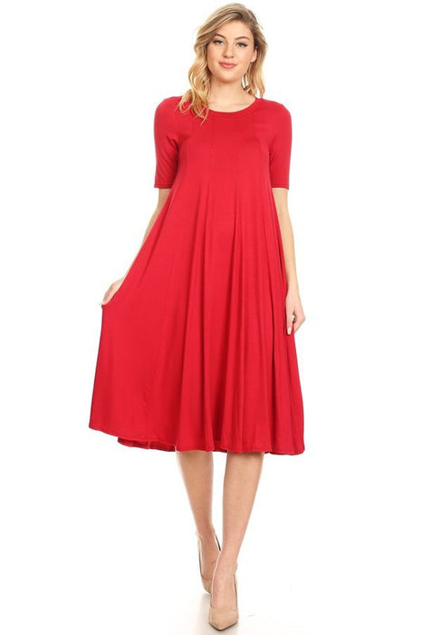 Jersey knit short sleeve oversized a-line dress