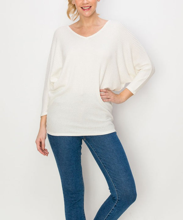 BAMBOO WAFFLE DOLMAN TUNIC TOP