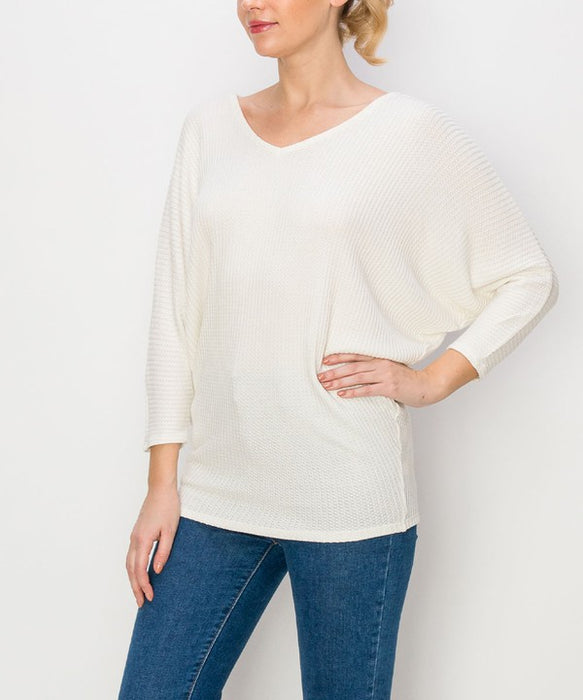 BAMBOO WAFFLE DOLMAN TUNIC TOP