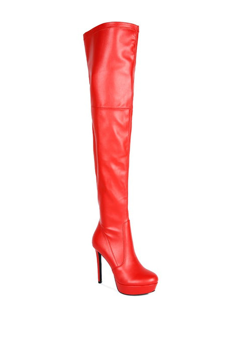 Marvelettes Faux Leather High Heeled Long Boots