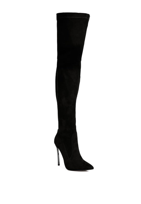 Jaynetts Stretch Suede Micro High Knee Boots