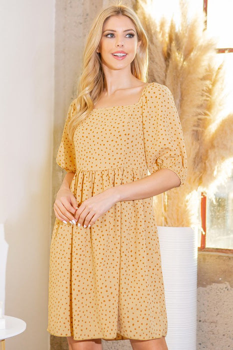 Spagetti Tie Back Puff Sleeve Woven Dress