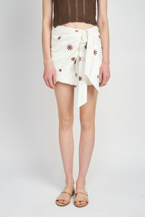 SARONG LOOK PRINTED MINI SKIRT