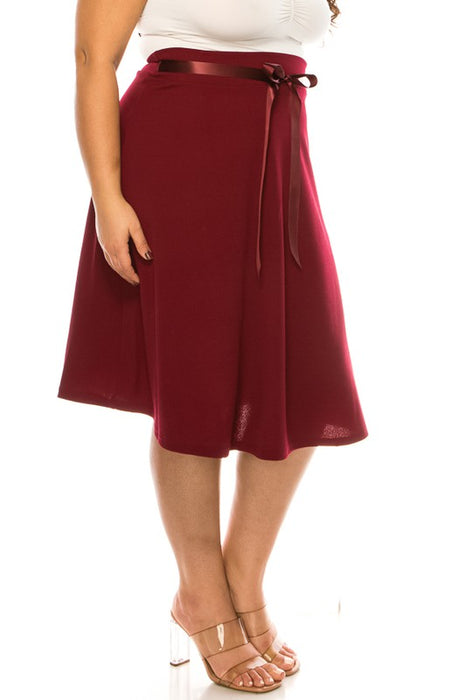 Plus size, solid, A-line, knee length skirt