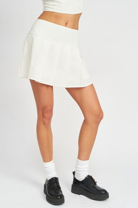 PLEATED HIGH WAIST MINI SKIRT