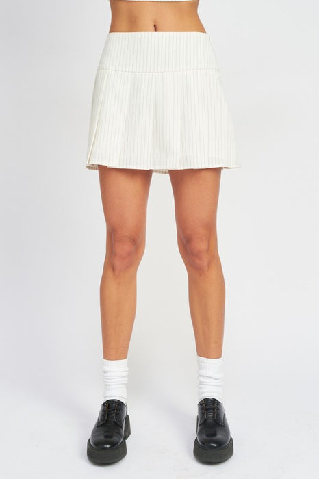 PLEATED HIGH WAIST MINI SKIRT