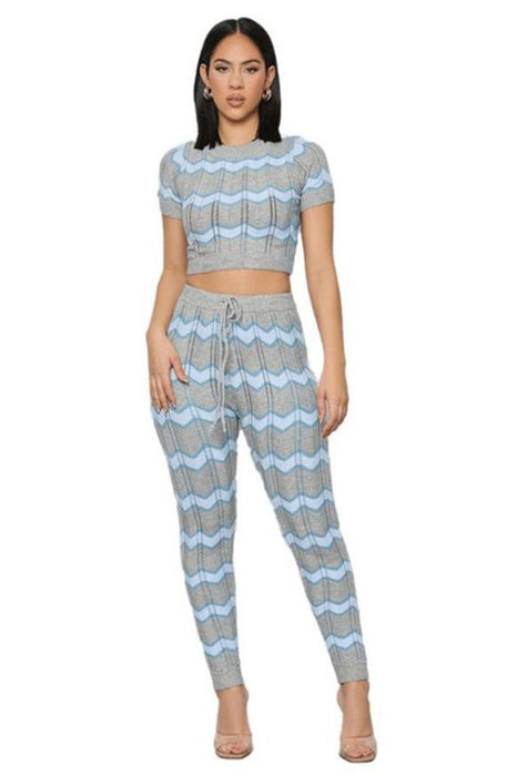 SEXY  KNITWEAR TWO PIECE PANT SET