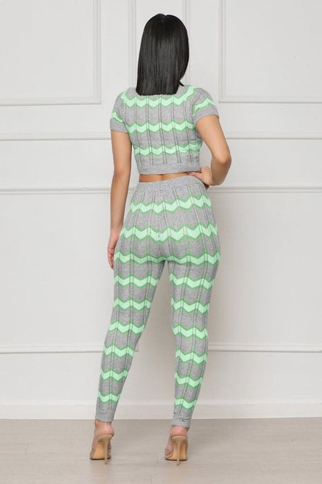 SEXY  KNITWEAR TWO PIECE PANT SET