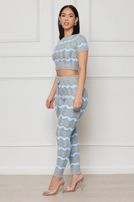 SEXY  KNITWEAR TWO PIECE PANT SET