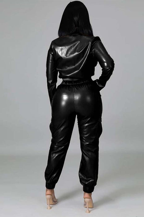 SEXY PU LEATHER 2PC PANTS SET