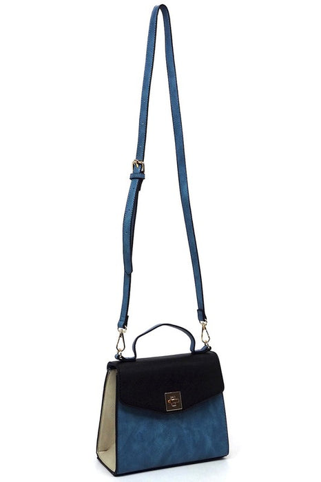 Colorblock Twist Lock Flap Satchel