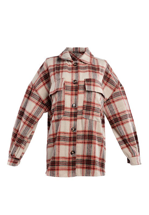 Long Sleeves Oversized Checkered Shacket