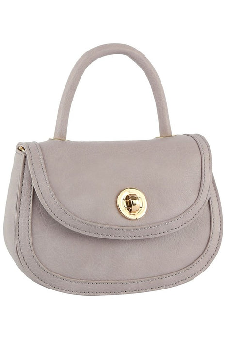 Fashion Twist Lock Flap Saddle Satchel