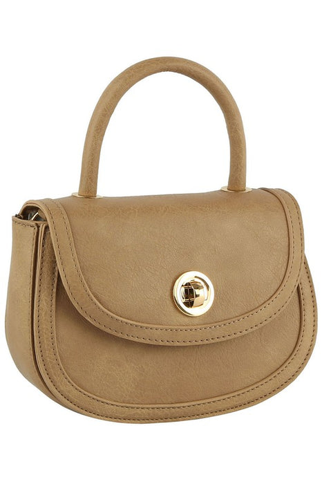 Fashion Twist Lock Flap Saddle Satchel