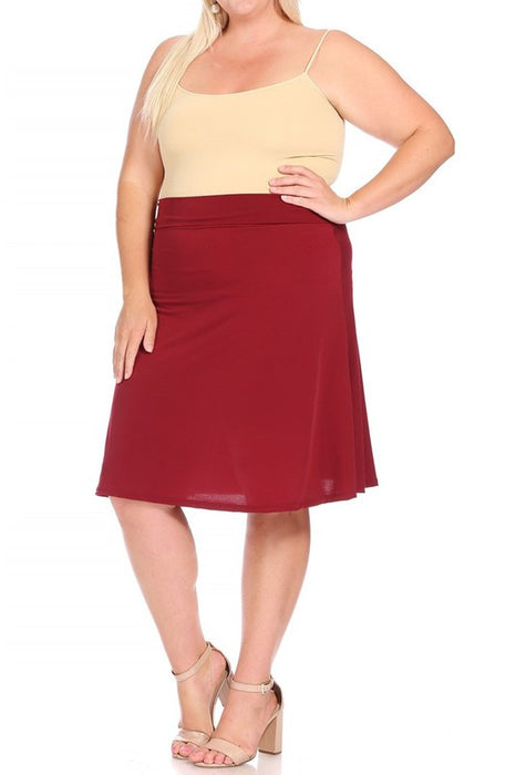 Plus size, solid, A-line pull on skirt