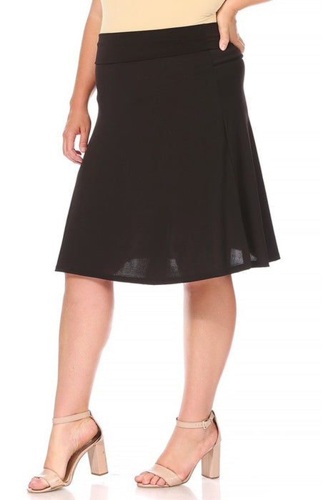 Plus size, solid, A-line pull on skirt