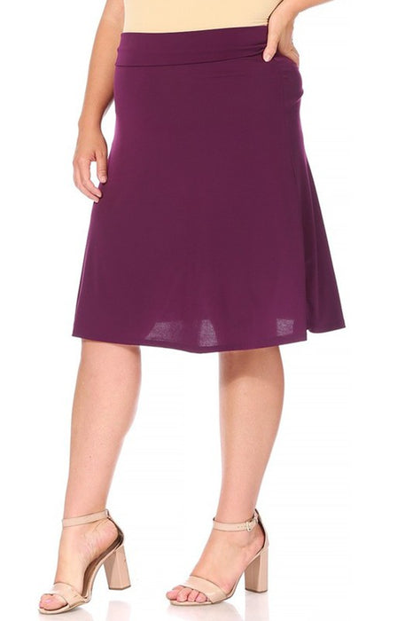 Plus size, solid, A-line pull on skirt