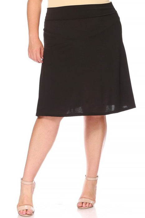 Plus size, solid, A-line pull on skirt