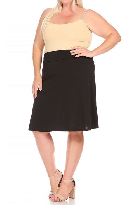 Plus size, solid, A-line pull on skirt