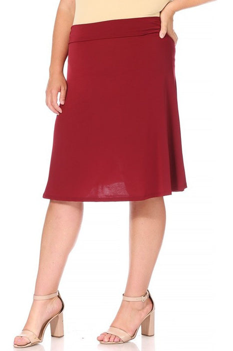 Plus size, solid, A-line pull on skirt