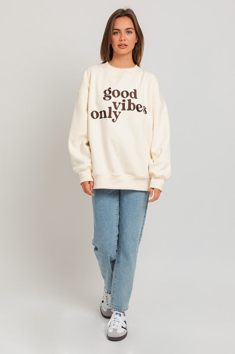 Letter Embroidery Oversized Sweatshirt