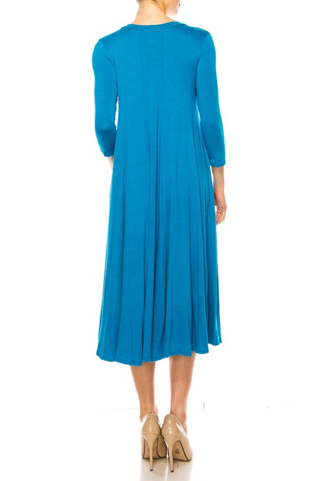 Solid jersey knit a-line dress