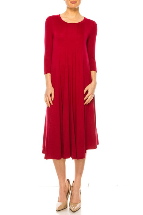 Solid jersey knit a-line dress