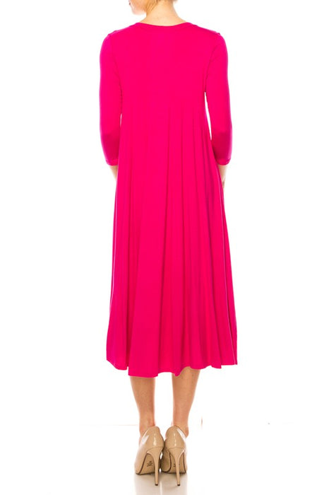Solid jersey knit a-line dress E2G World Solid jersey knit a-line dress E2G World