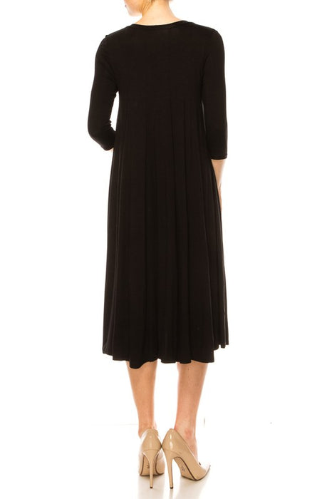 Solid jersey knit a-line dress