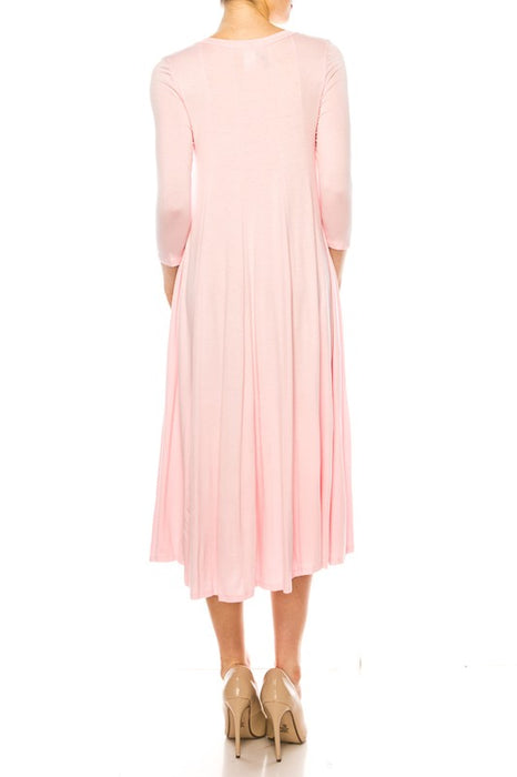 Solid jersey knit a-line dress