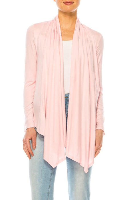 Solid, waist length cardigan in a relax fit