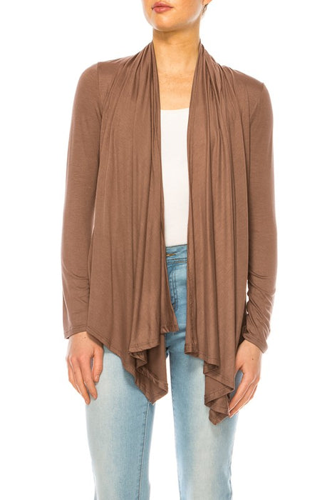 Solid, waist length cardigan in a relax fit