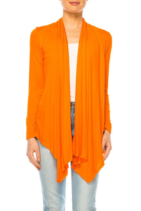 Solid, waist length cardigan in a relax fit