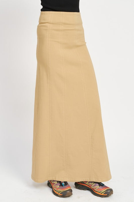 ZIPPER UP HIGH RISE MAXI SKIRT